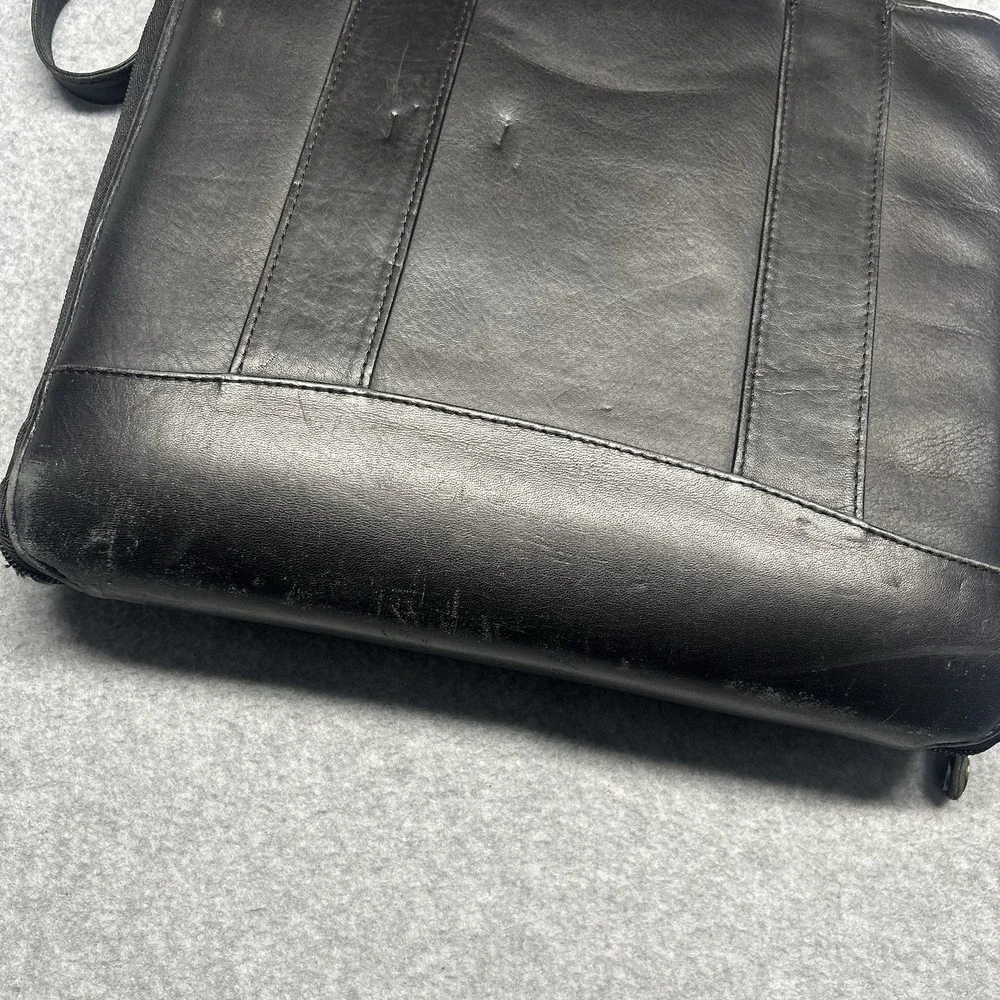 Franklin Covey Leather Vintage Planner Space-maker Zipper Binder Black